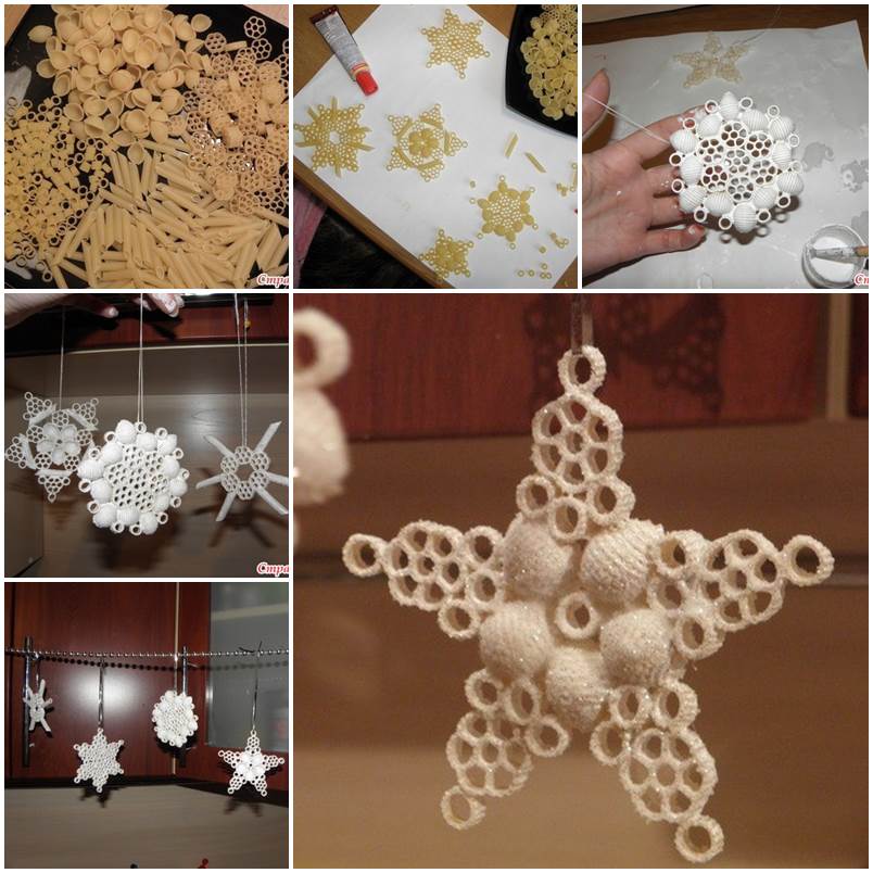 Creative Ideas - DIY Pasta Snowflake Ornaments