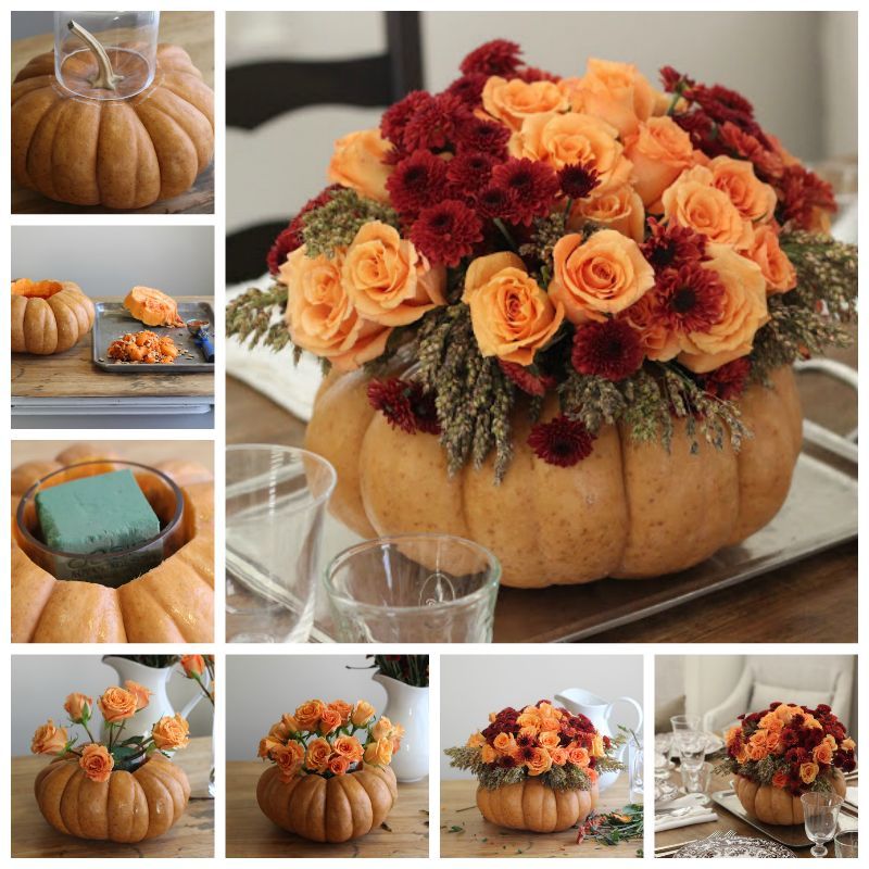 Creative Ideas - DIY Pumpkin Vase Thanksgiving Centerpiece