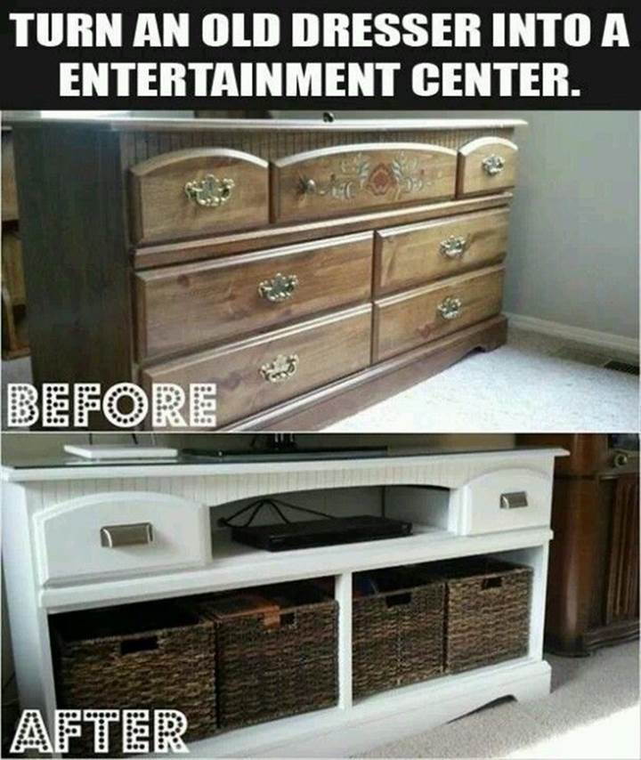 Creative Ideas - DIY Repurpose Old Dresser into Entertainment Center