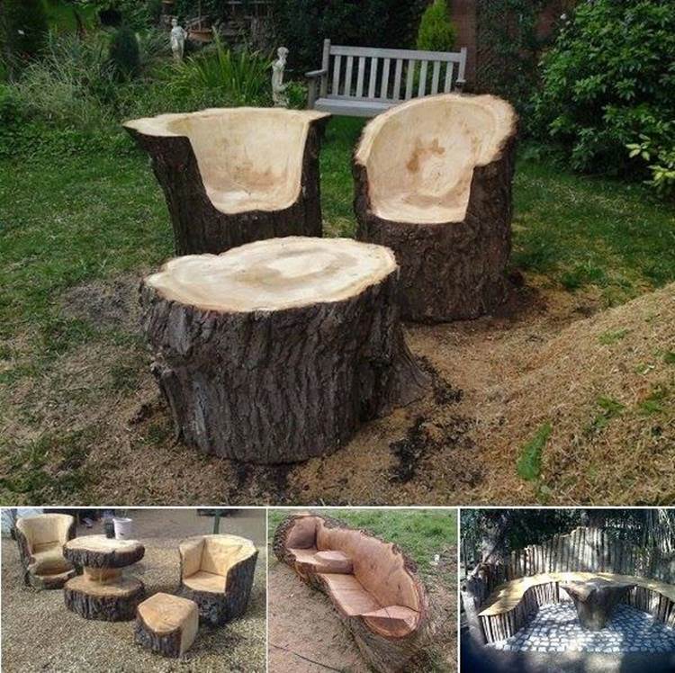 Creative Ideas - Stunning Tree Trunk Garden Furniture