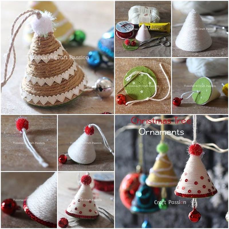Creative Ideas - DIY Adorable Christmas Tree Ornaments with Yarn or Twine