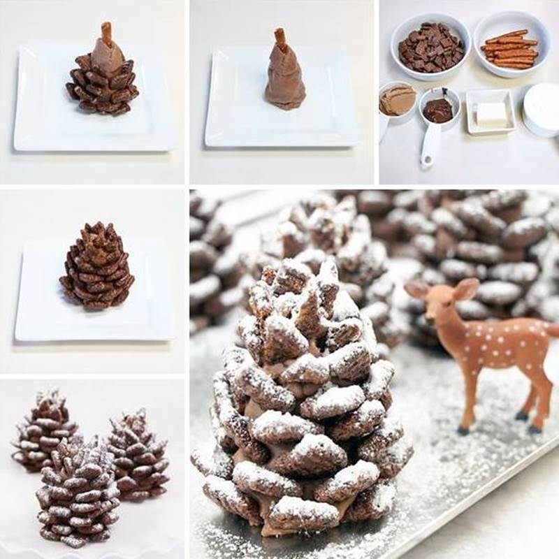 Creative Ideas - DIY Adorable Snowy Pinecone Snacks