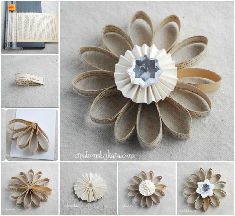 Creative Ideas - DIY Book Page Flower Christmas Ornament