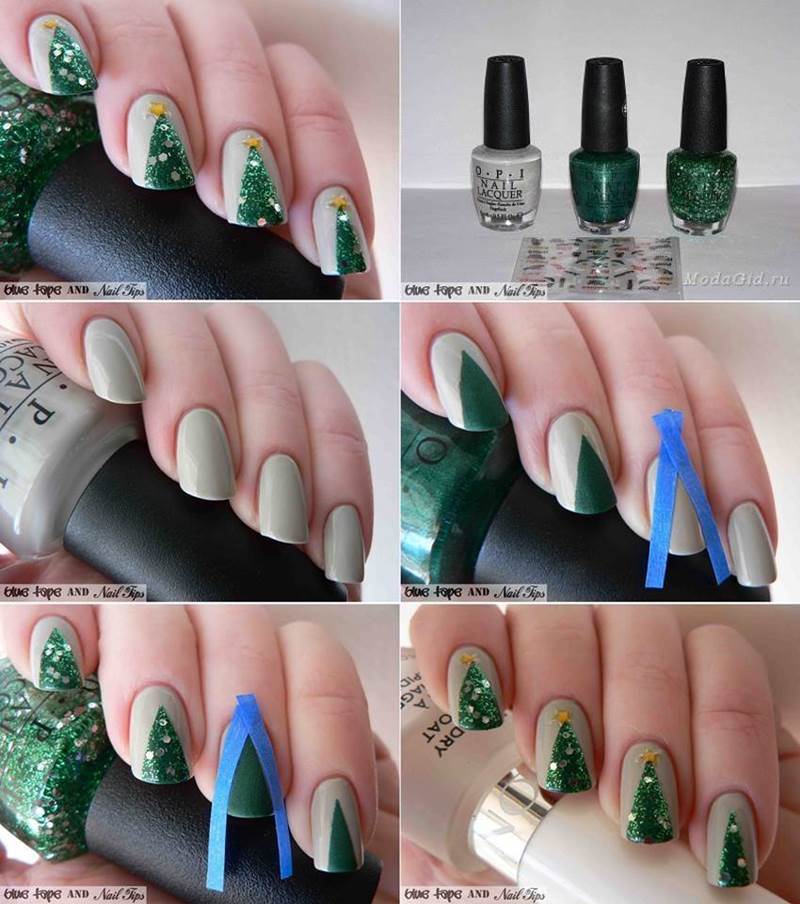 Creative Ideas - DIY Christmas Tree Nail Art