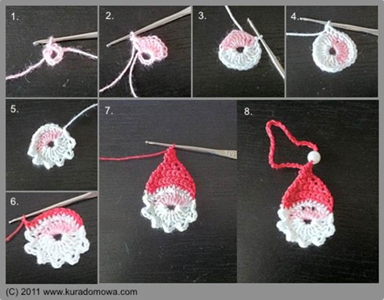 Creative Ideas - DIY Crochet Santa Christmas Ornament