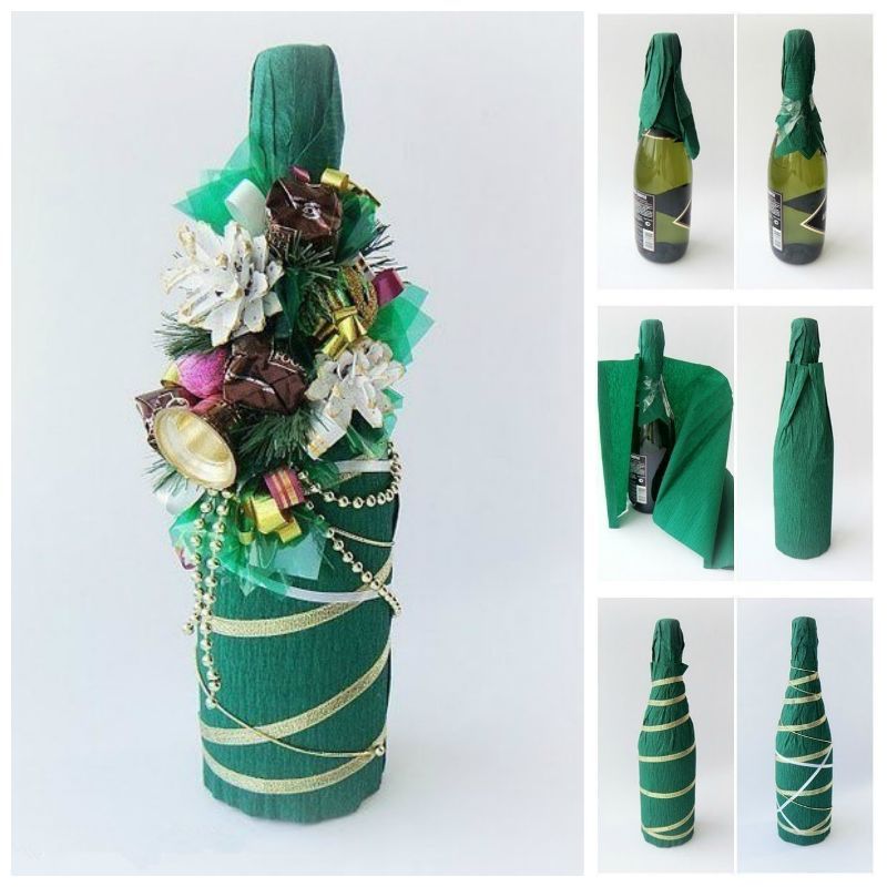 Creative Ideas - DIY Decorated Holiday Champagne Bottle