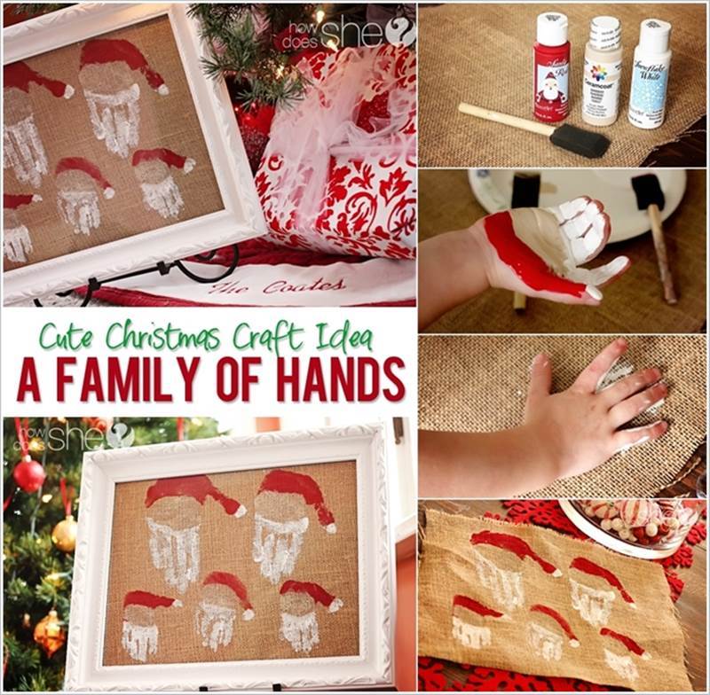 Creative Ideas - DIY Family of Hand Print Santas