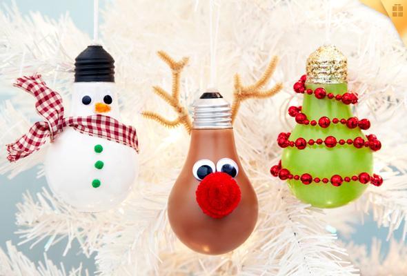 Creative Ideas - DIY Light Bulb Christmas Ornaments --> Three Light Bulb Ornaments
