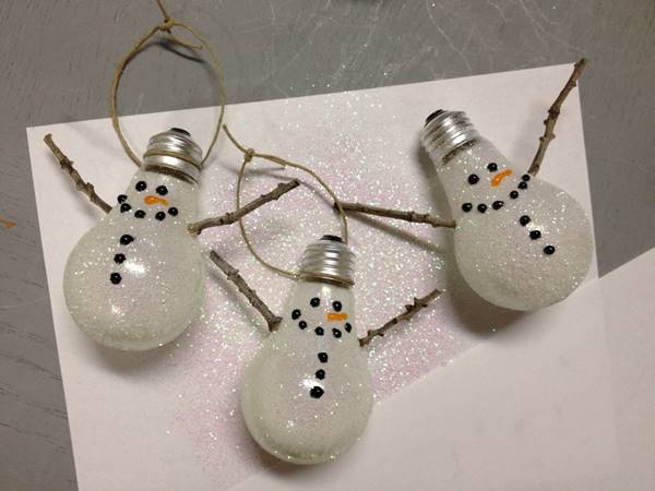 Creative Ideas - DIY Light Bulb Christmas Ornaments --> Snowman Ornament
