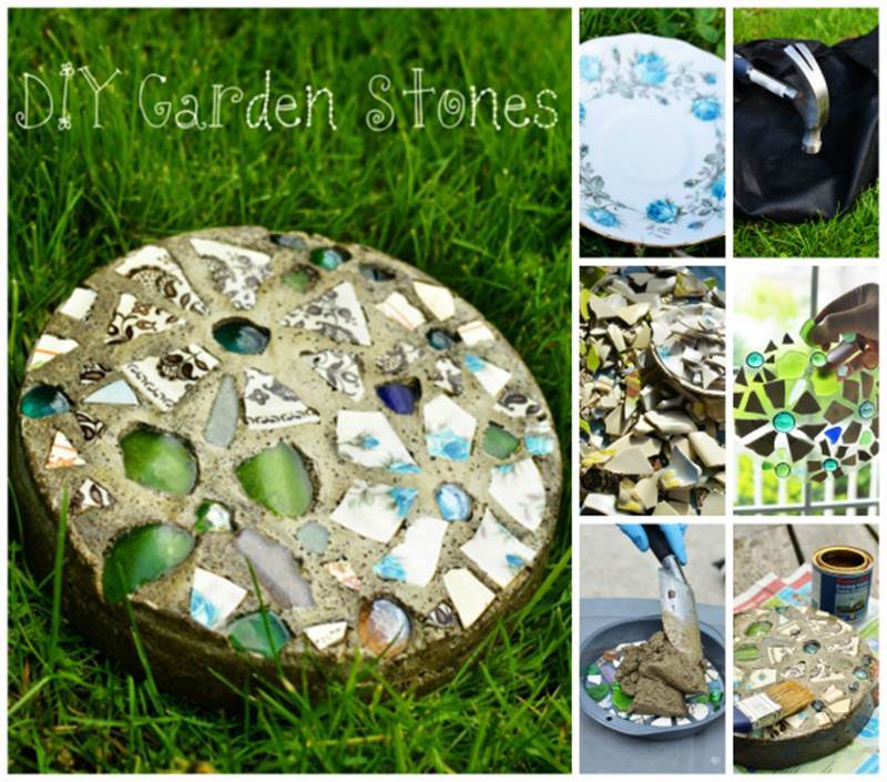 Creative Ideas - DIY Mosaic Garden Stepping Stone with a Cake Pan