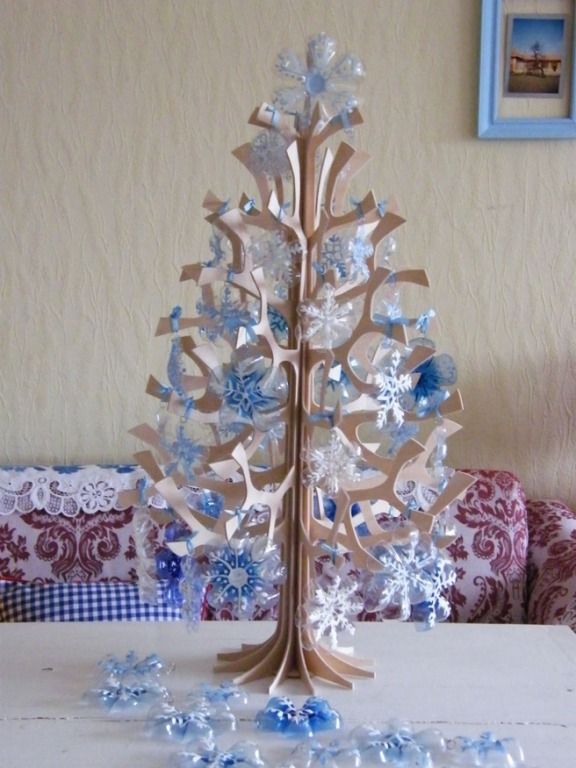 Creative Ideas - DIY Snowflake Christmas Tree Ornaments from Plastic Bottles