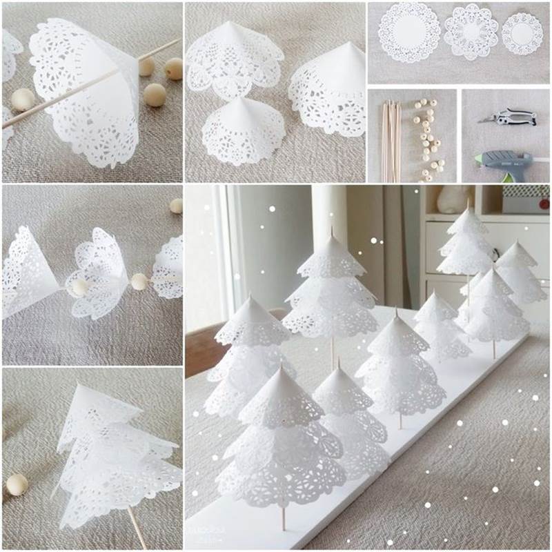 Creative Ideas - DIY Pretty Paper Doily Christmas Trees