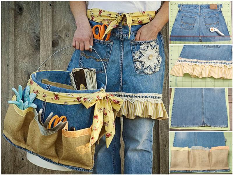 Creative Ideas - DIY Repurpose Old Jeans into Garden Apron and Tool Caddy
