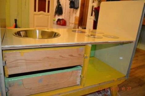Creative Ideas - DIY Repurpose an Old Nightstand into a Play Kitchen 10