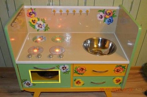 Creative Ideas - DIY Repurpose an Old Nightstand into a Play Kitchen 20
