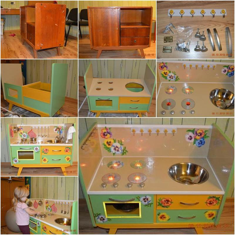 Creative Ideas - DIY Repurpose an Old Nightstand into a Play Kitchen