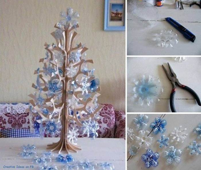 Creative Ideas - DIY Snowflake Christmas Tree Ornaments from Plastic Bottles