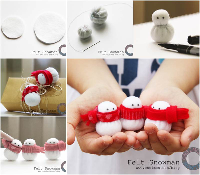 Creative Ideas – DIY Adorable Mini Felt Snowman Christmas Ornament