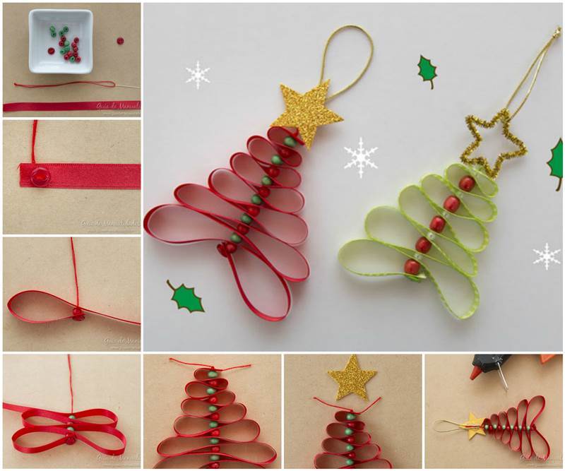 Creative Ideas – DIY Adorable Ribbon and Beads Christmas Tree