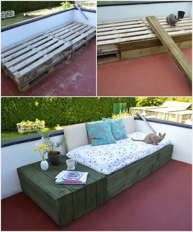 Creative Ideas – DIY Patio Day Bed from Wooden Pallets