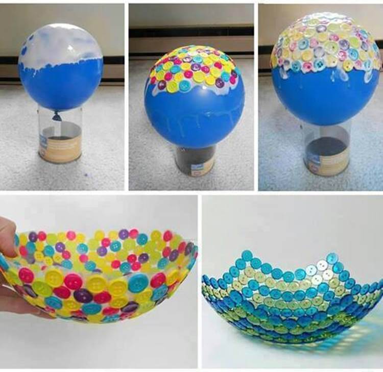 45+ Fun and Creative Ways to Use Balloons --> DIY Unique Button Bowl