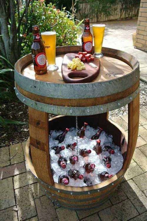 36+ Creative DIY Ideas to Upcycle Old Wine Barrels --> DIY Wine Barrel Cooler