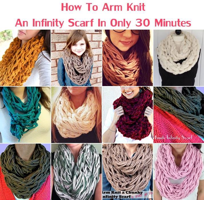 Creative Ideas - DIY Arm Knit Infinity Scarf in 30 Minutes