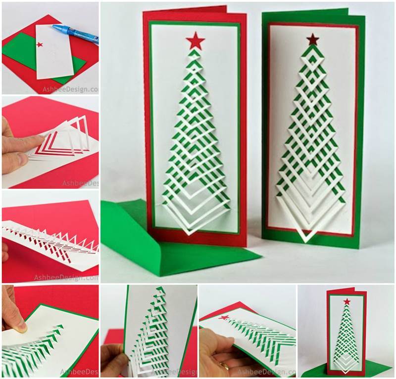 Creative Ideas - DIY Chevron Design Christmas Tree Card