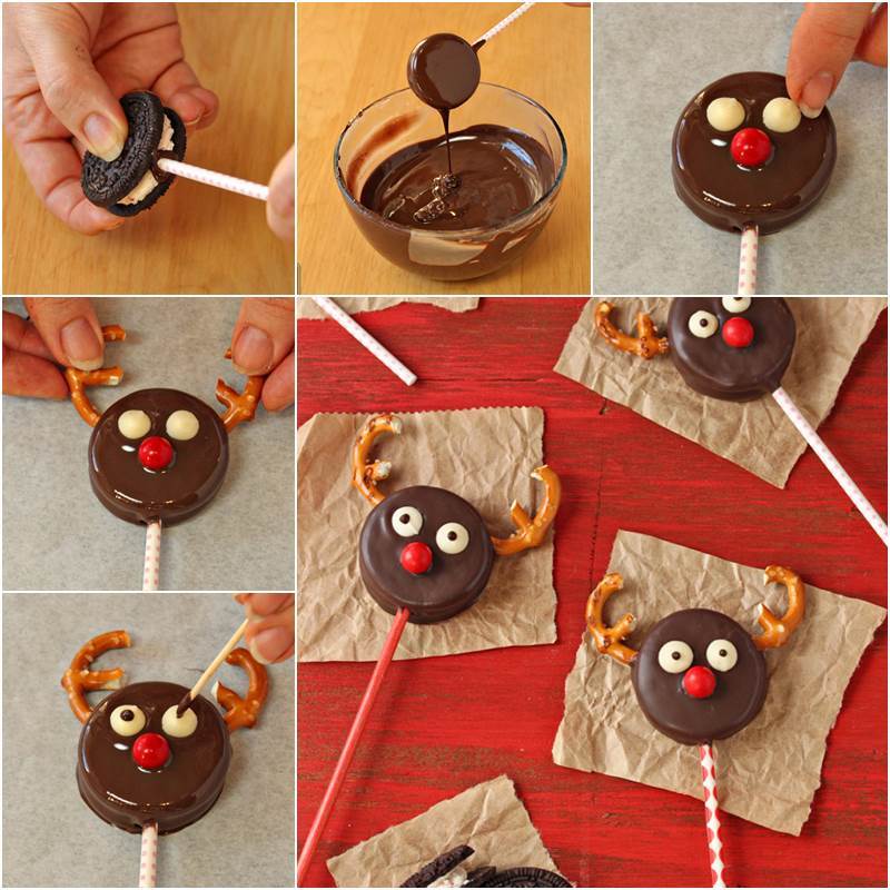 Creative Ideas - DIY Cute Reindeer Oreo Cookie Pops