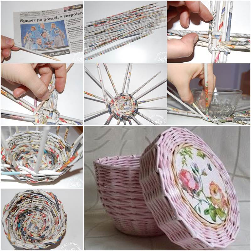 Creative Ideas - DIY Cute Woven Paper Basket Using Newspaper