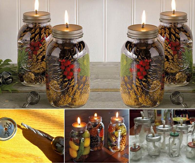 Creative Ideas - DIY Mason Jar Oil Candles