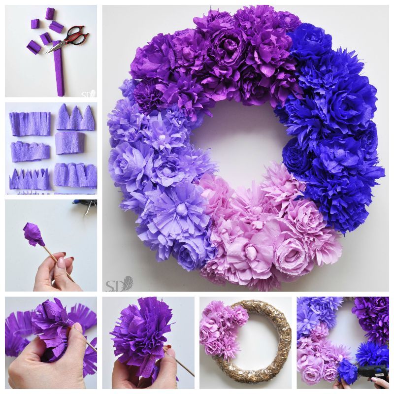 Creative Ideas - DIY Ombre Crepe Paper Flower Wreath