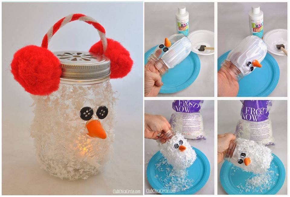 Creative Ideas - DIY Snowman Mason Jar Luminary Ornament