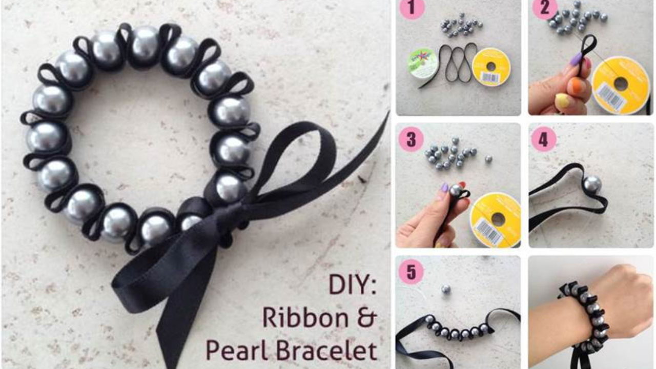 Make Pearl & Ribbon Bracelets
