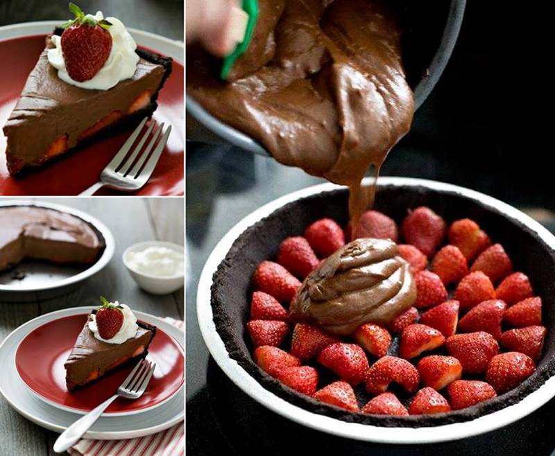 Creative Ideas – DIY No Bake Chocolate Strawberry Oasis Pie