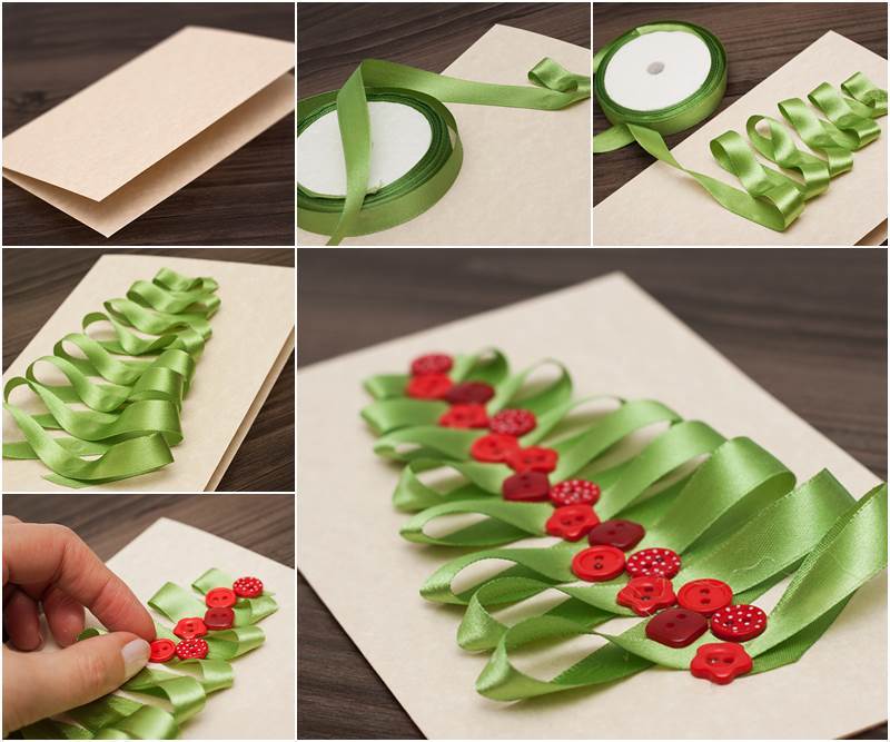 Creative Ideas – DIY Ribbon and Button Christmas Tree Card