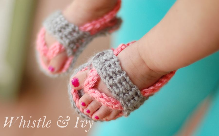 60+ Adorable and FREE Crochet Baby Sandals Patterns --> Crochet Baby Flip Flop Sandals