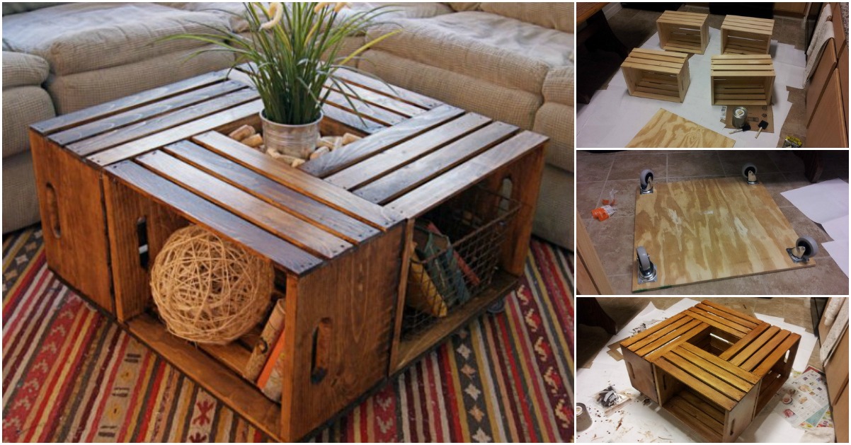 How To DIY Coffee Table from Recycled Wine Crates