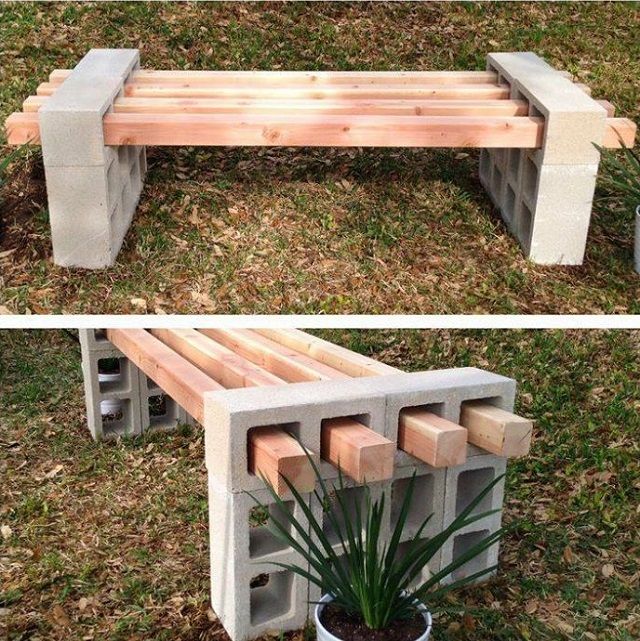 20+ Creative Uses of Concrete Blocks in Your Home and Garden --> DIY Cinder Block Bench
