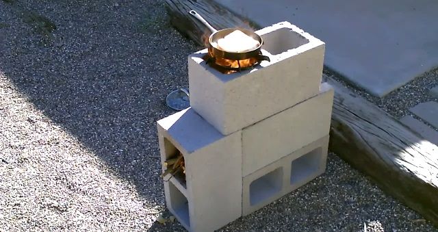 20+ Creative Uses of Concrete Blocks in Your Home and Garden --> DIY Cinder Block Rocket Stove