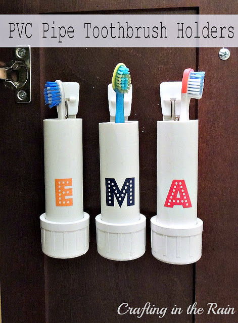 30+ Creative Uses of PVC Pipes in Your Home and Garden --> PVC Pipe Toothbrush Holders