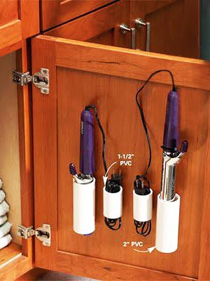 30+ Creative Uses of PVC Pipes in Your Home and Garden --> PVC Pipes Hair Tools Organizer