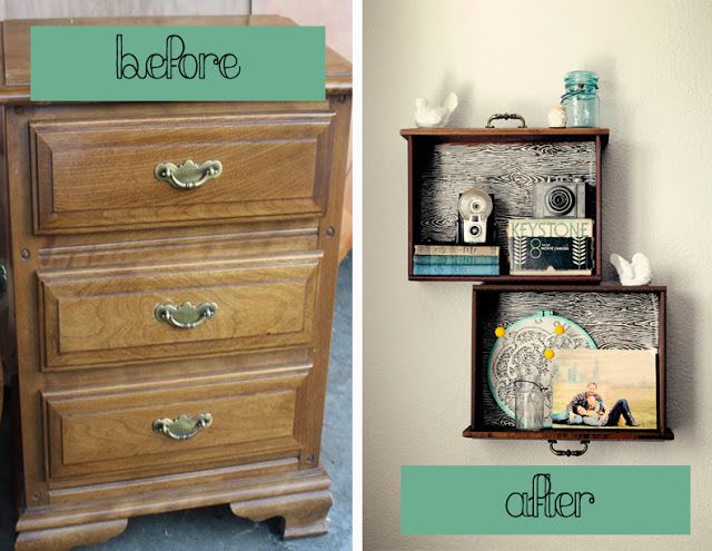 20+ Creative Ideas and DIY Projects to Repurpose Old Furniture --> DIY Dresser Drawer Shelves