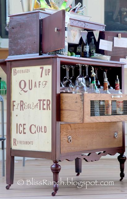 20+ Creative Ideas and DIY Projects to Repurpose Old Furniture --> Old Dresser Turned Portable Bar