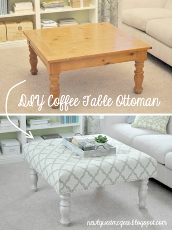 20+ Creative Ideas and DIY Projects to Repurpose Old Furniture --> DIY Upholstered Ottoman