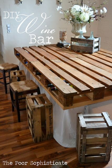 30+ Creative Pallet Furniture DIY Ideas and Projects --> DIY Pallet Wine Bar