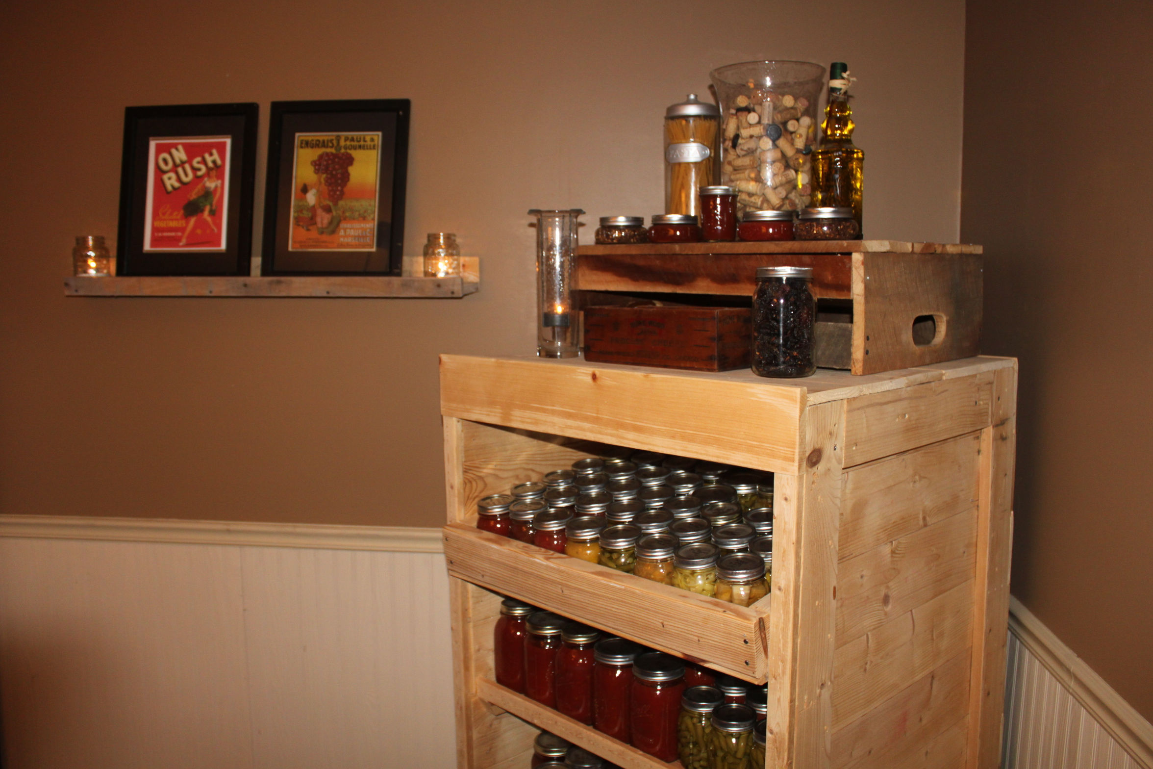 30+ Creative Pallet Furniture DIY Ideas and Projects --> Canning Pantry Cupboard Built from Pallets