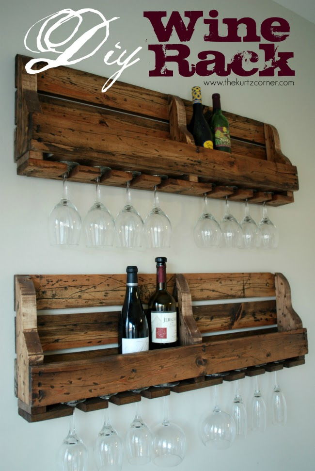 30+ Creative Pallet Furniture DIY Ideas and Projects --> DIY Rustic Wine Rack