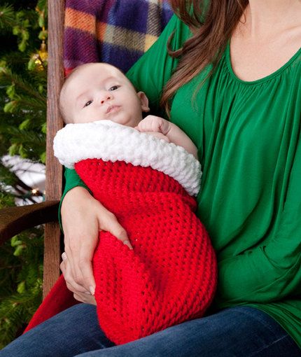 35+ Adorable Crochet and Knitted Baby Cocoon Patterns --> Holiday Baby Cocoon