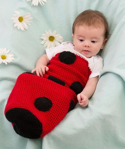 35+ Adorable Crochet and Knitted Baby Cocoon Patterns --> Ladybug Baby Cocoon